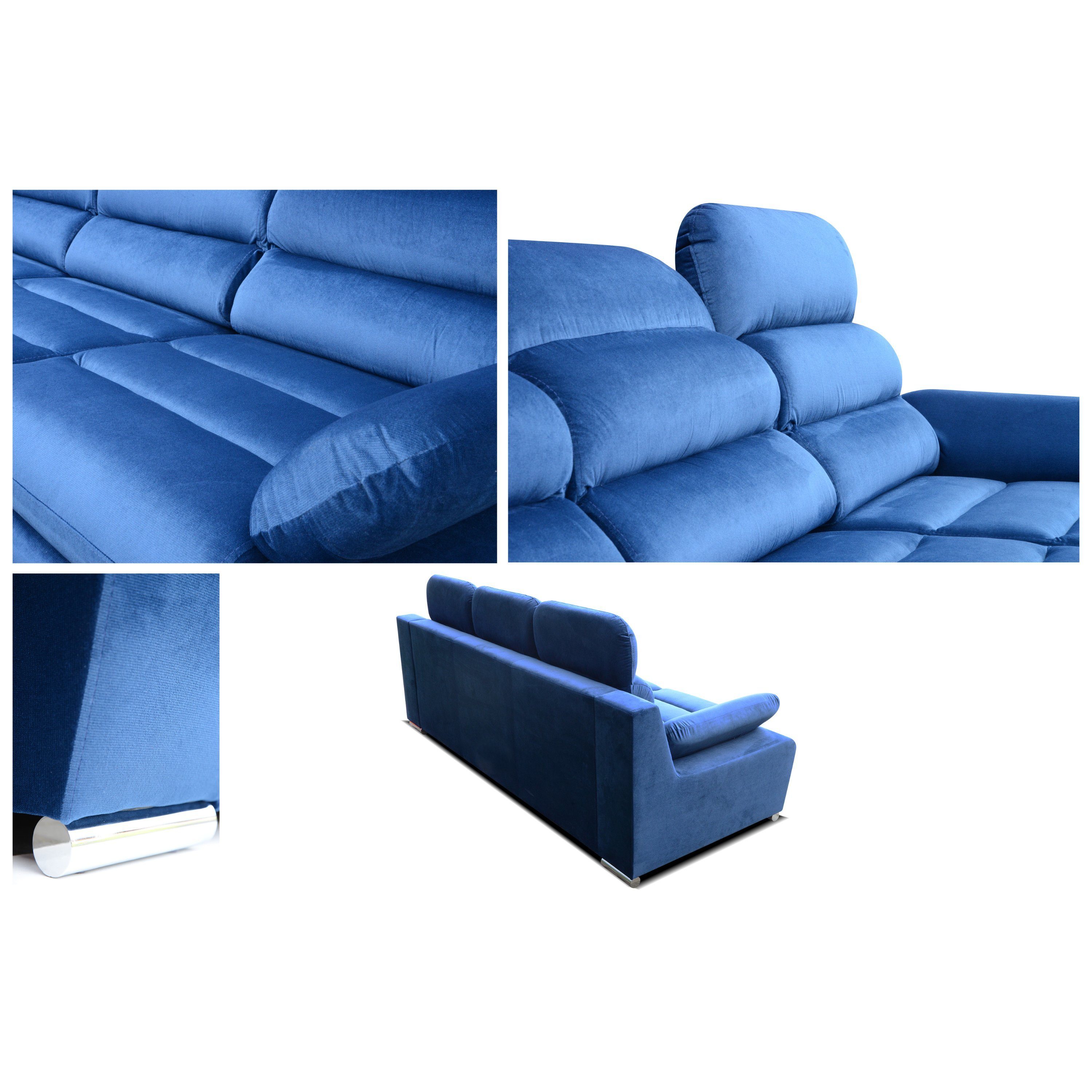 robin Schlafsofa 3-Sitzer Schlafcouch BLUE Amber Sofa mit Schlaffunktion Schlafsofa