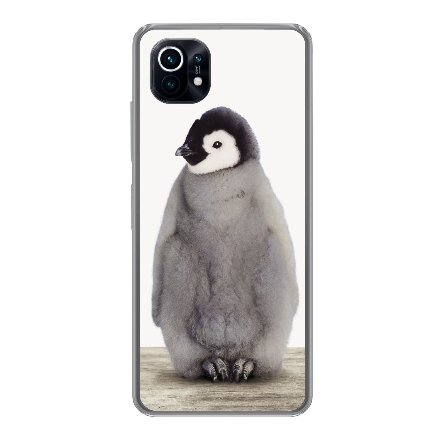 MuchoWow Handyhülle für Xiaomi Mi 11 Kinder - Pinguin - Grau - Tiere - Mädchen - Jungen, Phone Case, Silikon, Schutzhülle Dünn