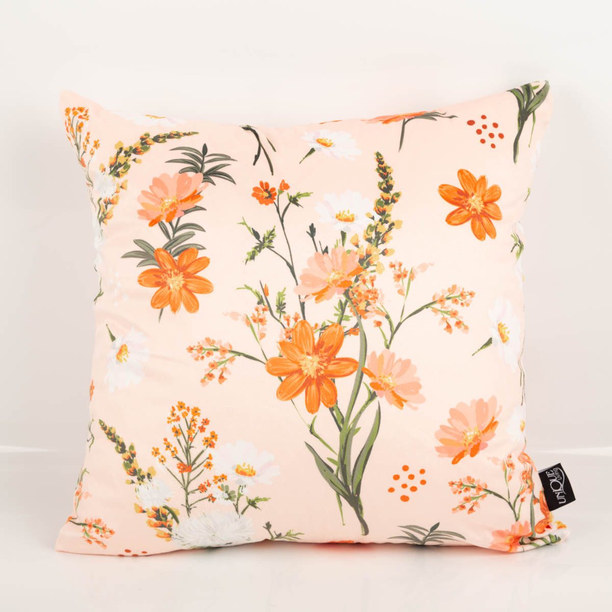 SCHÖNER LEBEN. Dekokissen Samtkissenhülle Blumen apricot orange 45x45 cm