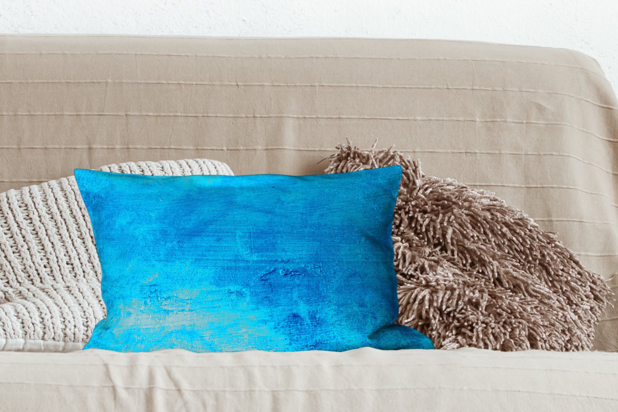 MuchoWow Wand - Dekokissen Dekokissen Blau, Zierkissen, mit - Füllung, Wohzimmer Dekoration, Schlafzimmer Farbe