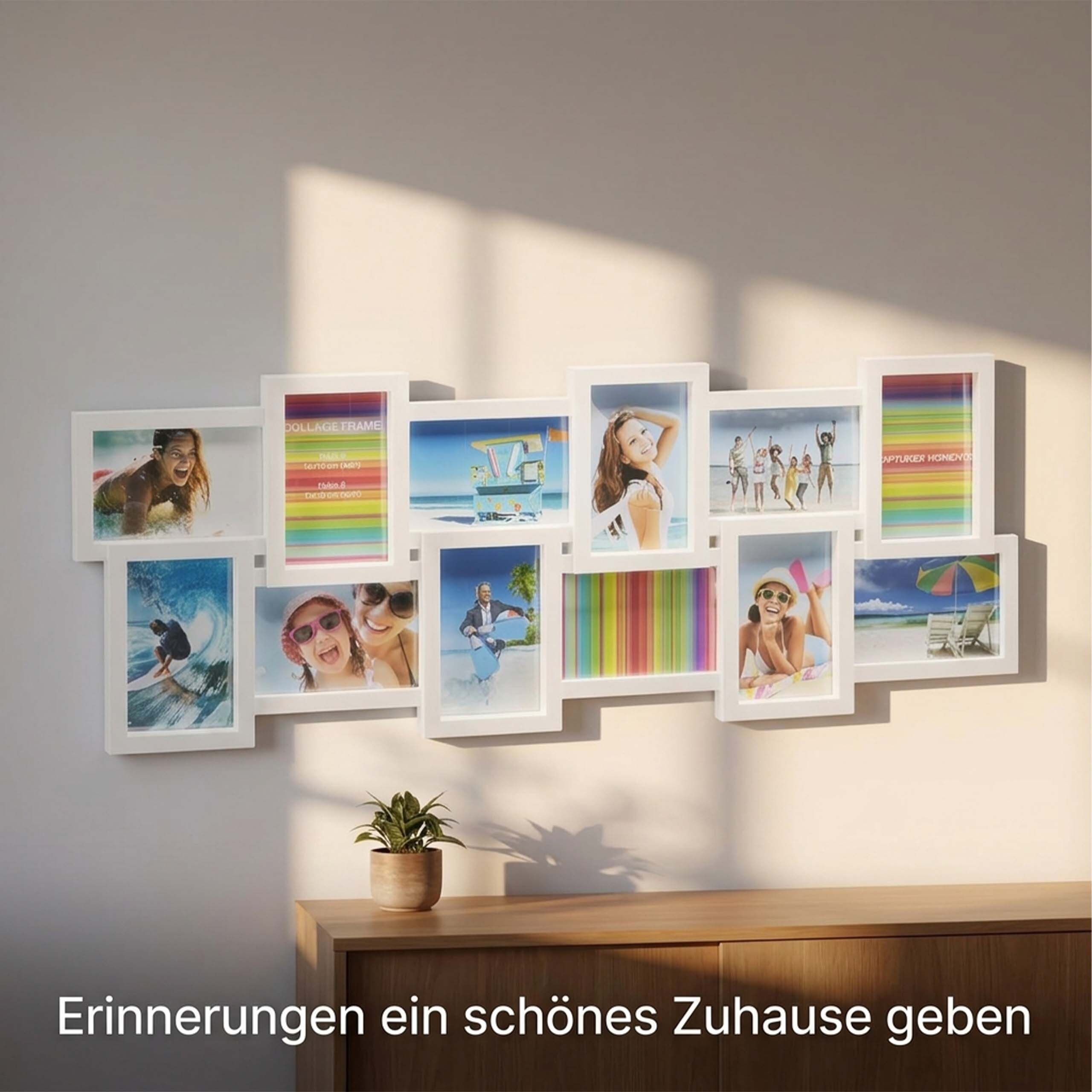 relaxdays Staffelbilderrahmen Bilderrahmen Collage 12 Fotos, für 12 Bilder (1 St), weiß – Bild 2 von 5