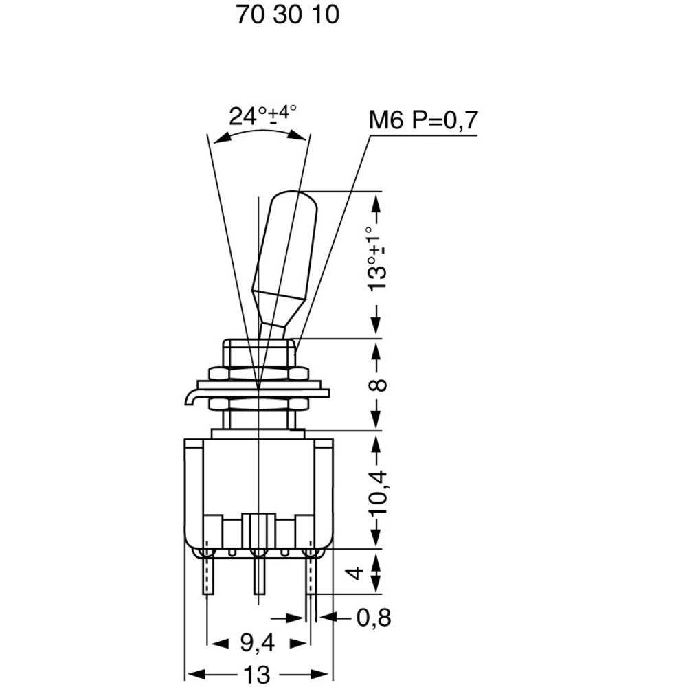 NO NAME Schalter Miniatur-Kippschalter 125 V/AC 6 A, Metallhebel isoliert