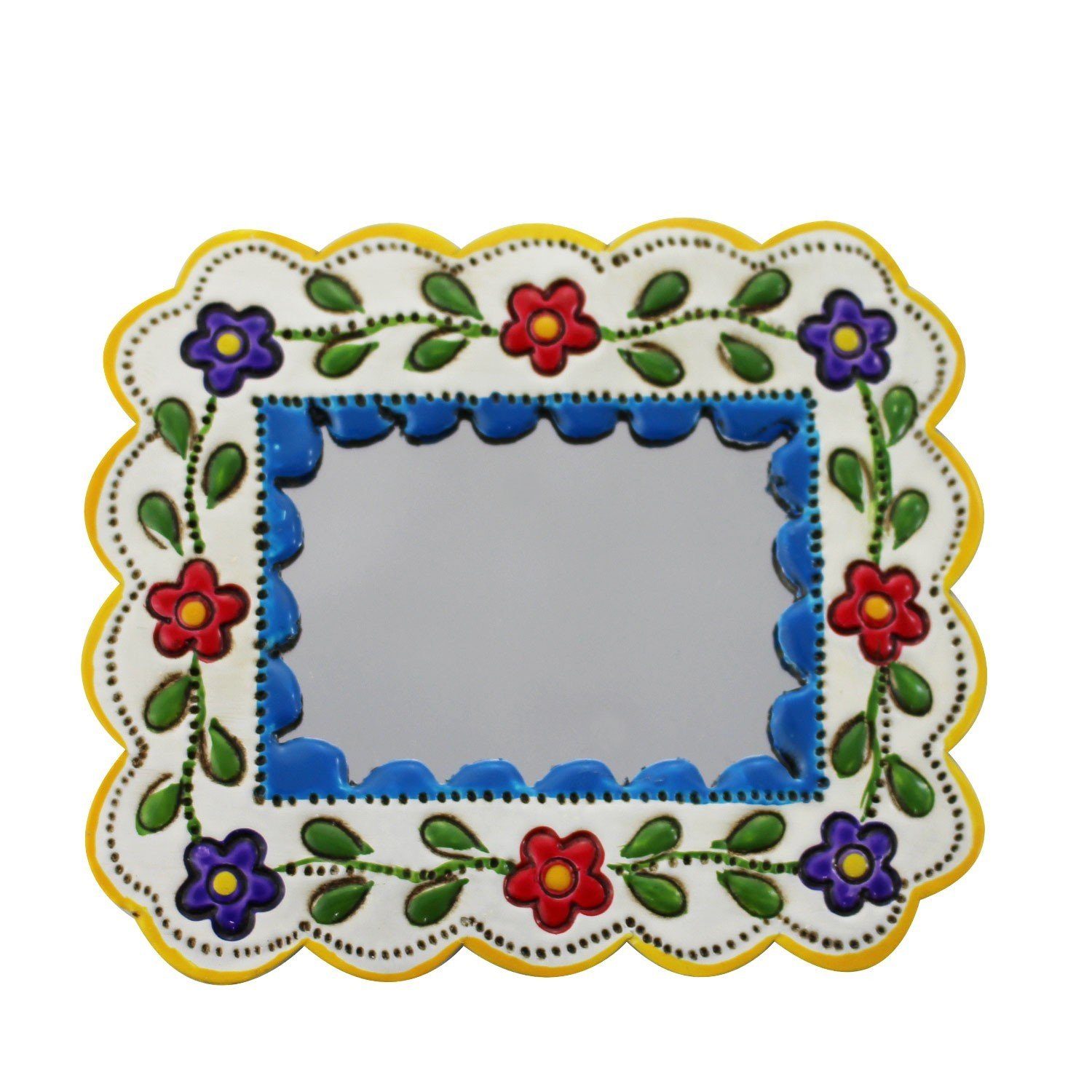 mitienda Wanddekoobjekt Deko-Wandspiegel blau und weiß klein - rechteckig