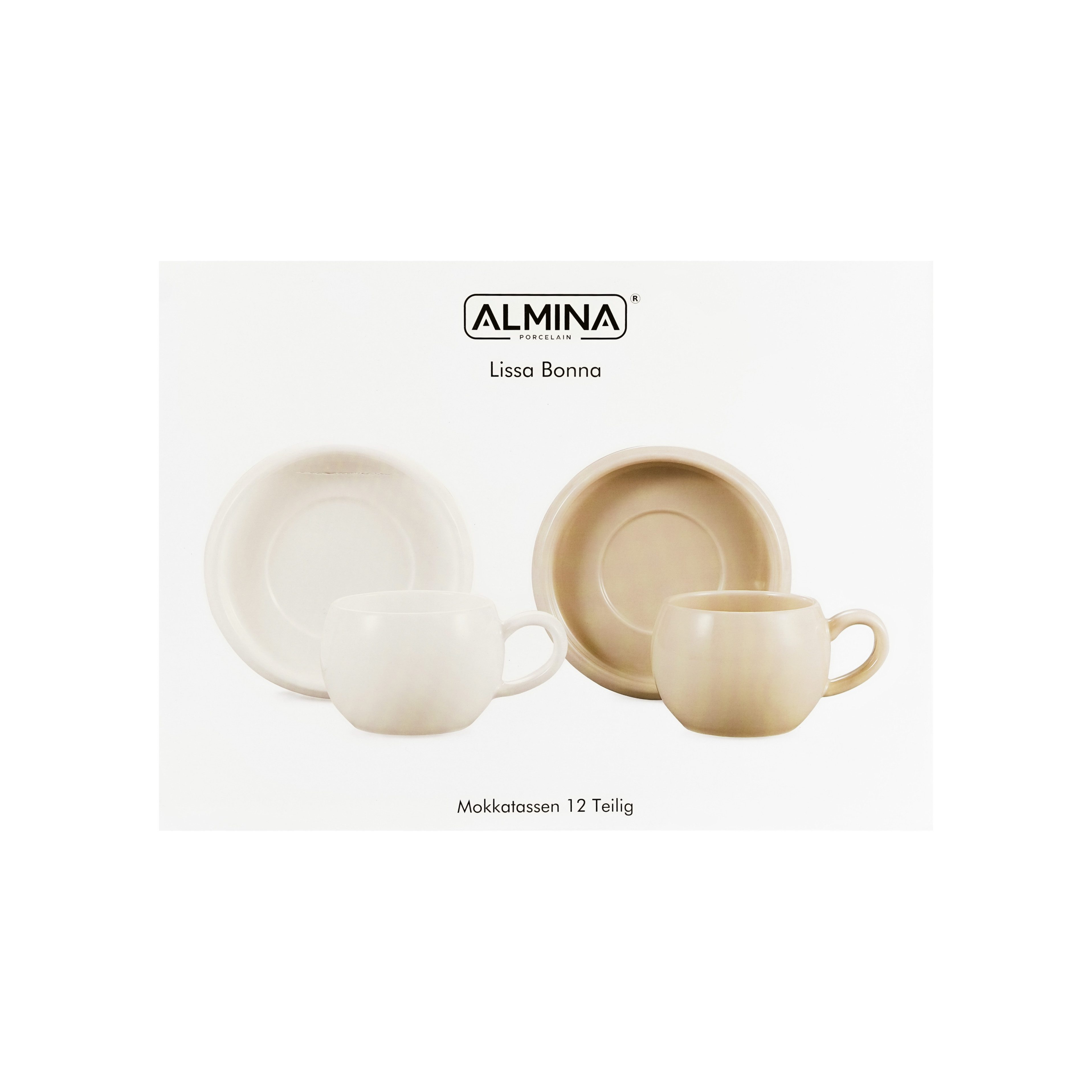 Almina Kaffeeservice Lissa Bonna Mokkatassen mit Untertellern (12-tlg), 6 Personen, Porzellan, 12-teiliges-Set – Bild 5 von 5