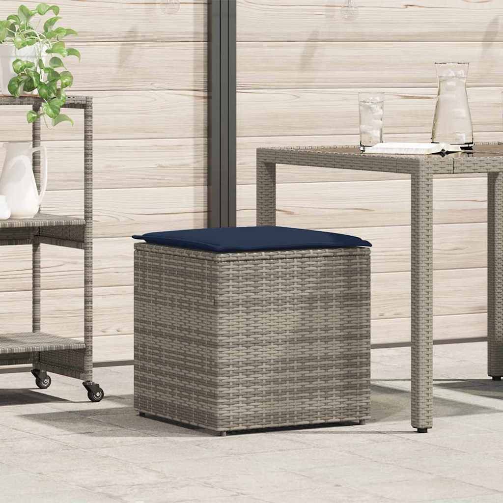 vidaXL Gartenbox Kissenbox mit Speicher Grau 50 x 50 x 50 cm Poly-Rattan (1 St)