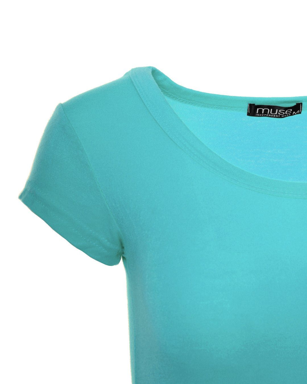 T-Shirt Skinny Basic T-Shirt seegrün Muse Kurzarm Fit 1001
