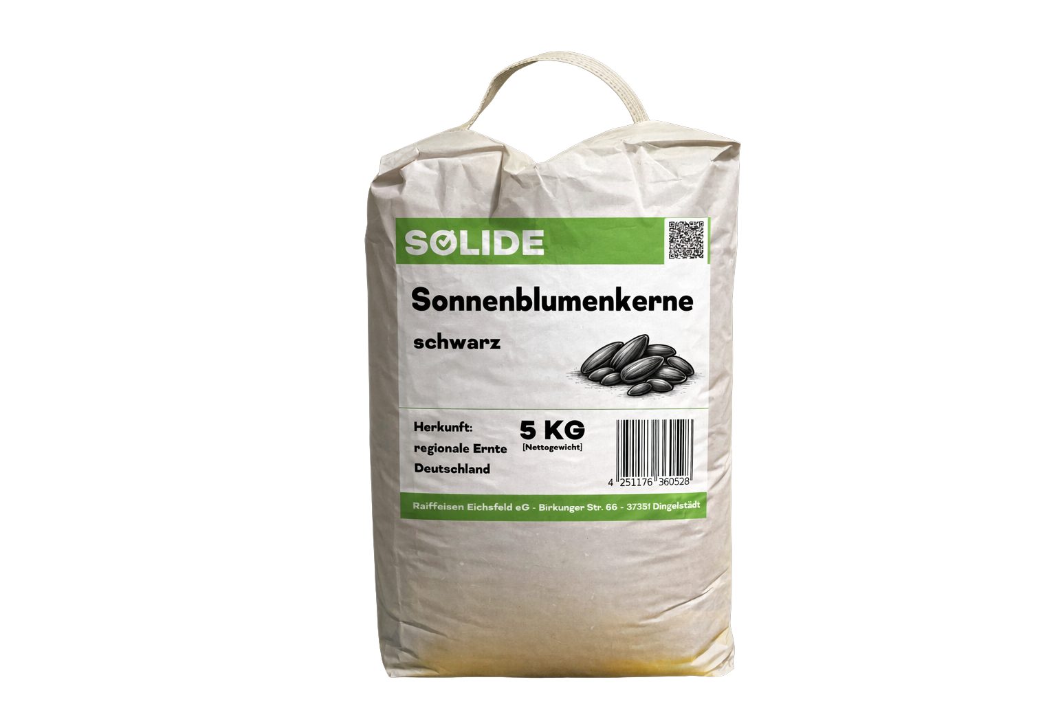 SOLIDE Sonnenblumenkerne schwarz 5kg mit Tragegriff, Hauptfutter für: Vögel, Wildvögel