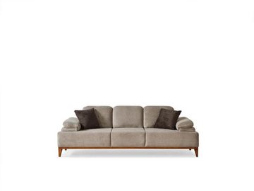 JVmoebel Wohnzimmer-Set Komplette Braun-Graue Wohnzimmer Sitzgarnitur Polstersofas Sessel 3tlg, (3-St., Wohnzimmer-Set 3tlg. 2x 3-Sitzer + Sessel), Made in Europa