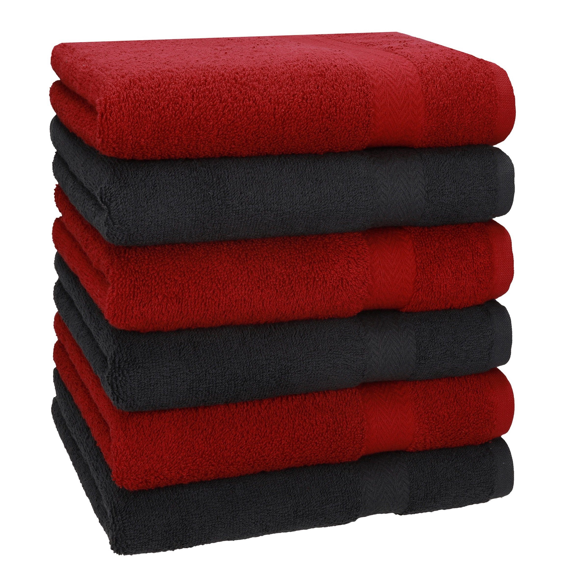 Betz Handtücher 6 Stück Handtücher Größe 50 x 100 cm Premium Handtuch Set 100% Baumwolle Farbe rubinrot/Graphit Grau, 100% Baumwolle (6-St)