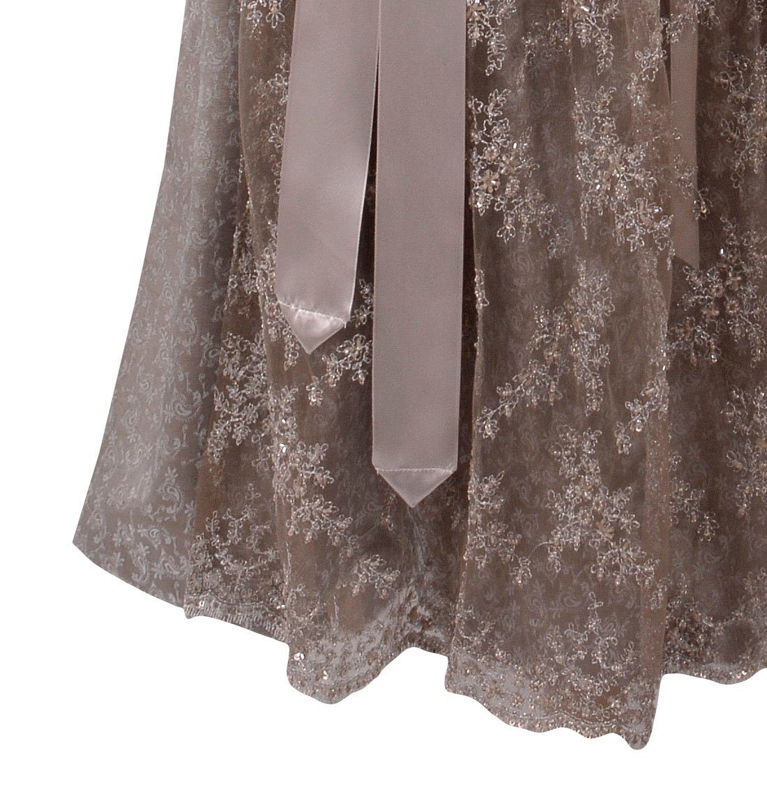 Moschen-Bayern Dirndl Midi Dirndl kurz Damen Trachtenkleid Oktoberfest Wiesn-Dirndl 70 cm Spitzenschürze elegant festlich Hochzeit Beige (Dirndl mit Schürze (ohne Bluse) kurz, Trachtenkleid, Midi, Stickerei, Hochzeit, Spitze, festlich, Dirndl
