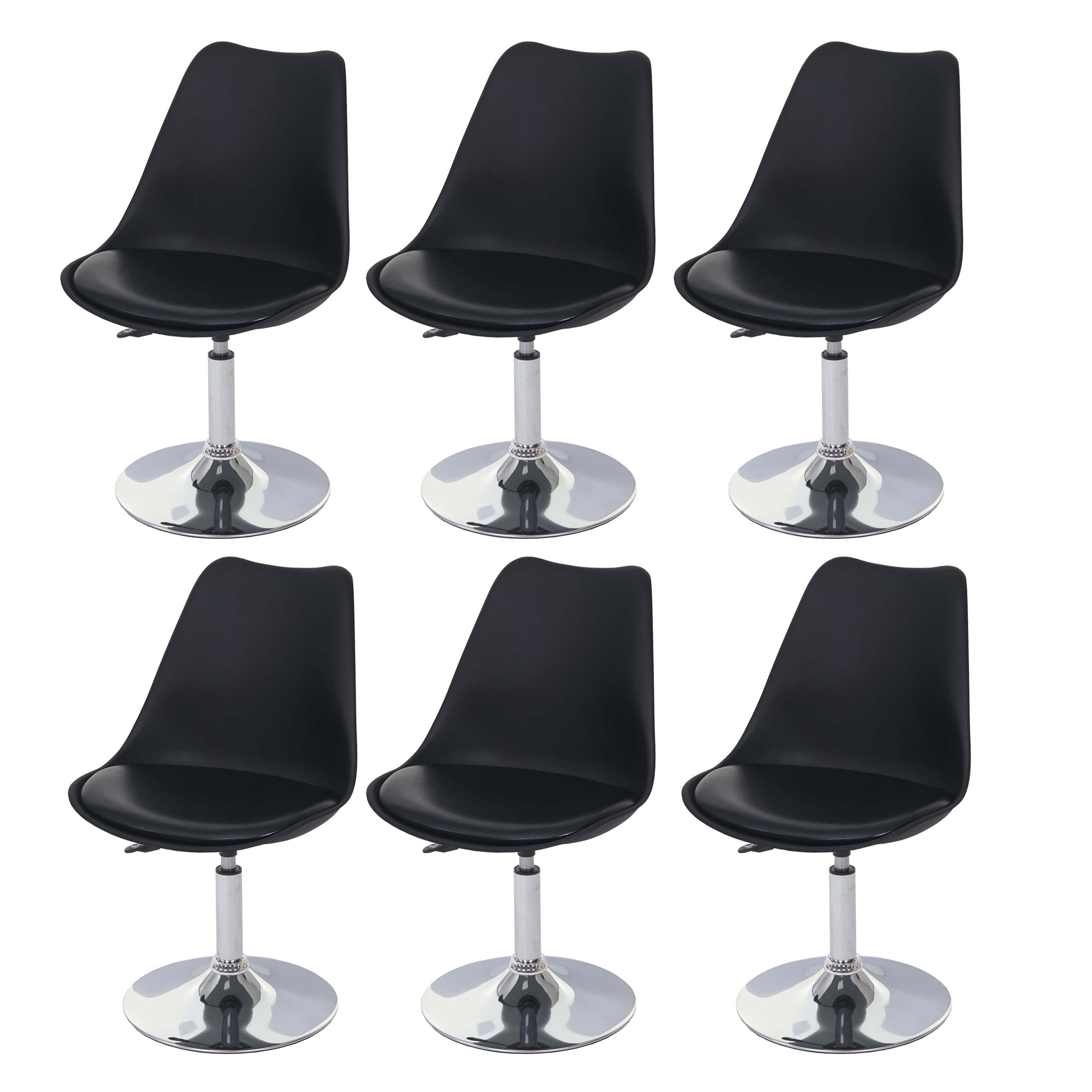 höhenverstellbar Korpus Esszimmerstuhl | 6er-Set, Vaasa 360°, MCW schwarz um (Set, 6 schwarz T501-6-h drehbar frei aus St), Kunststoff,