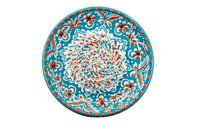 Kaladia Multireibe Reibeteller in Türkis/Orange, Keramik, handbemalte Küchenreibe - Made in Spain