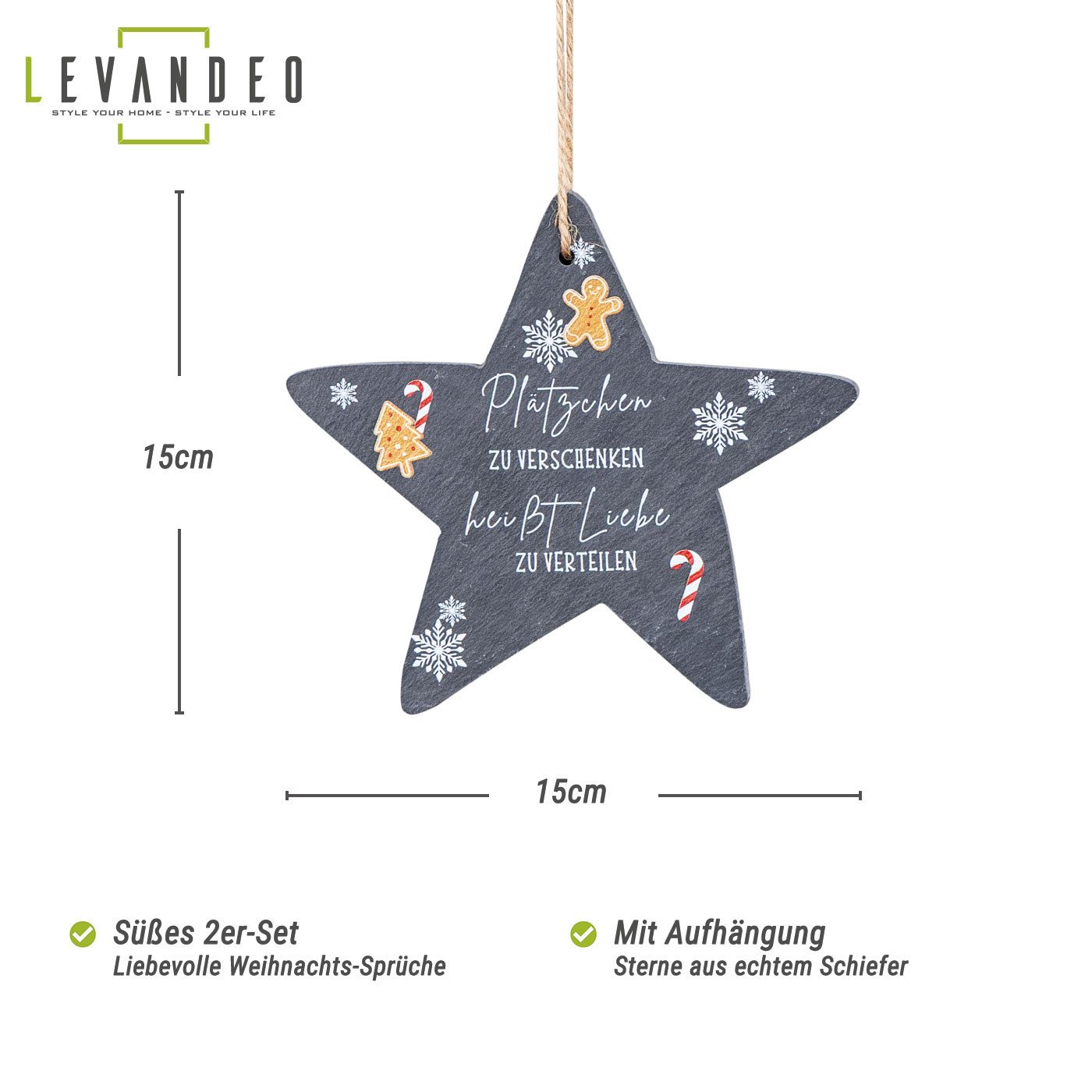 Levandeo® Wandbild, 2er Set Deko Stern günstig online kaufen