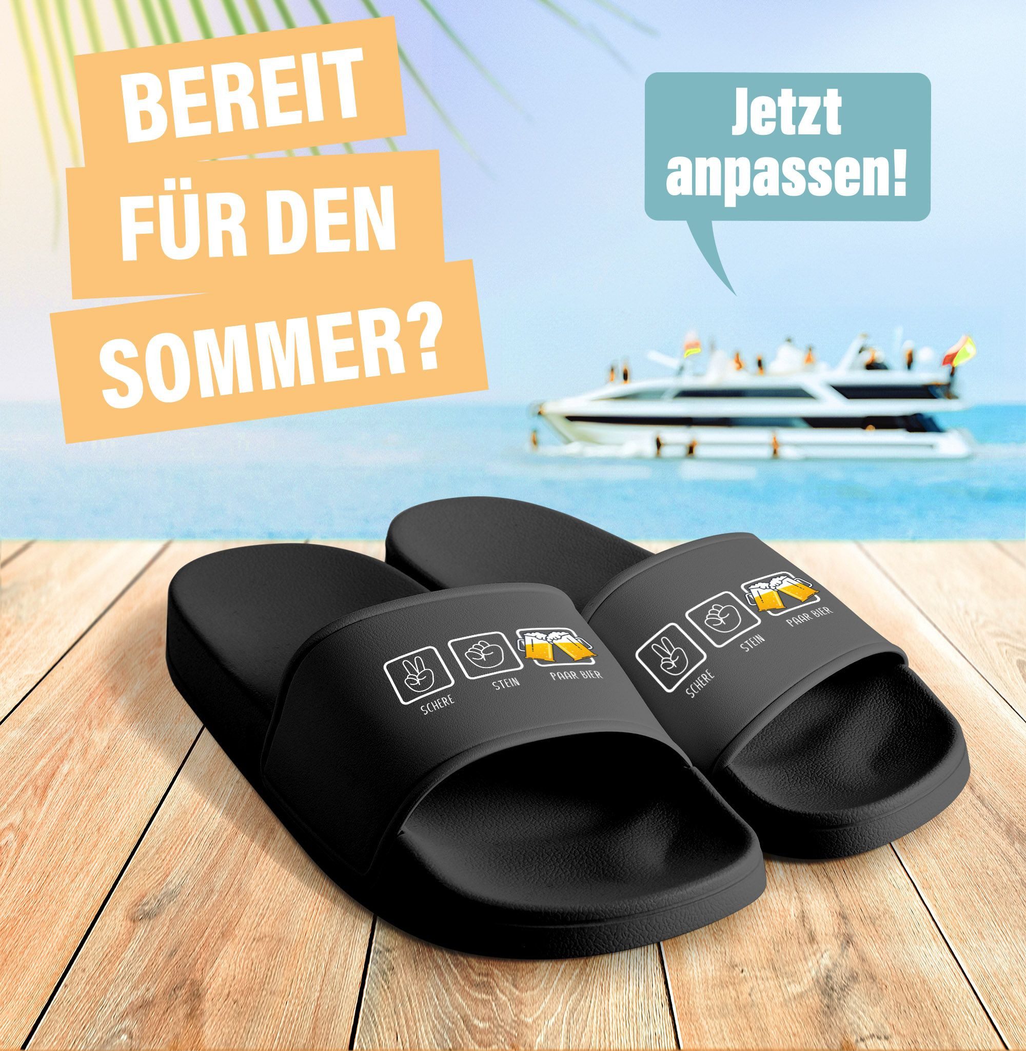 MoonWorks Badelatschen Herren mit Spruch Bier, Lustige Urlaubsschuhe für Ba günstig online kaufen