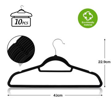 Homewit Kleiderbügel Samt Kleiderbügel mit Antirutsch Einkerbungen und Drehbarer Haken, (Set, 10-tlg), Anzugbügel Jackenbügel mit Rutschfester Oberfläche