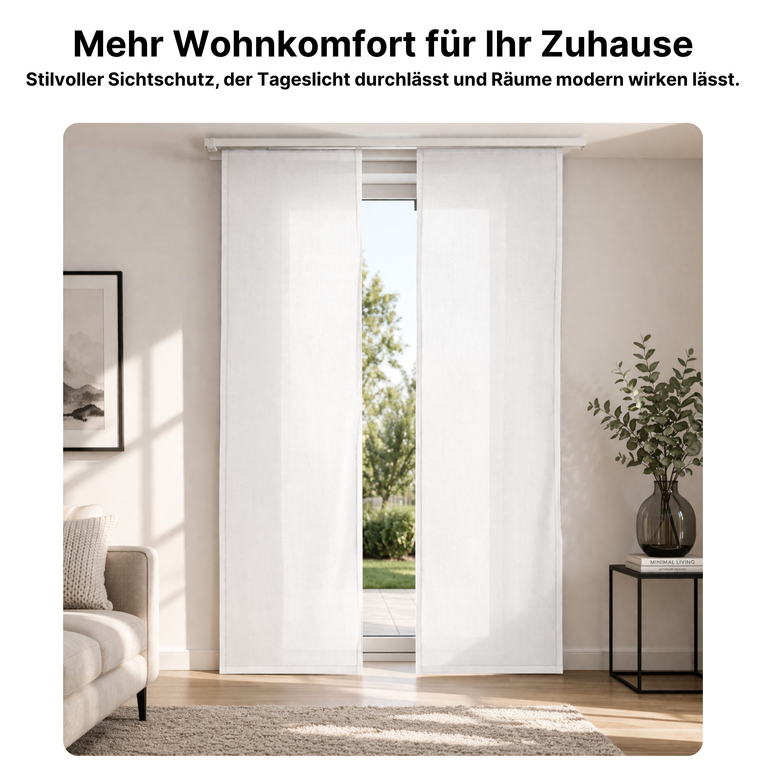 Melody Schiebegardine Schiebegardinen 2er-Set blickdicht mit Klettband Paneelwagen