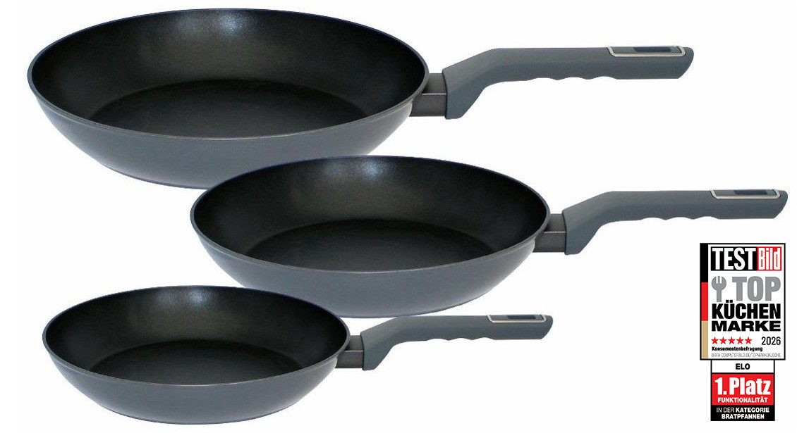 Elo Pfannen-Set Ecolife 3 teilig, Aluminium (Set, 3-tlg., je 1 Pfanne Ø 20/24/28 cm), Induktion