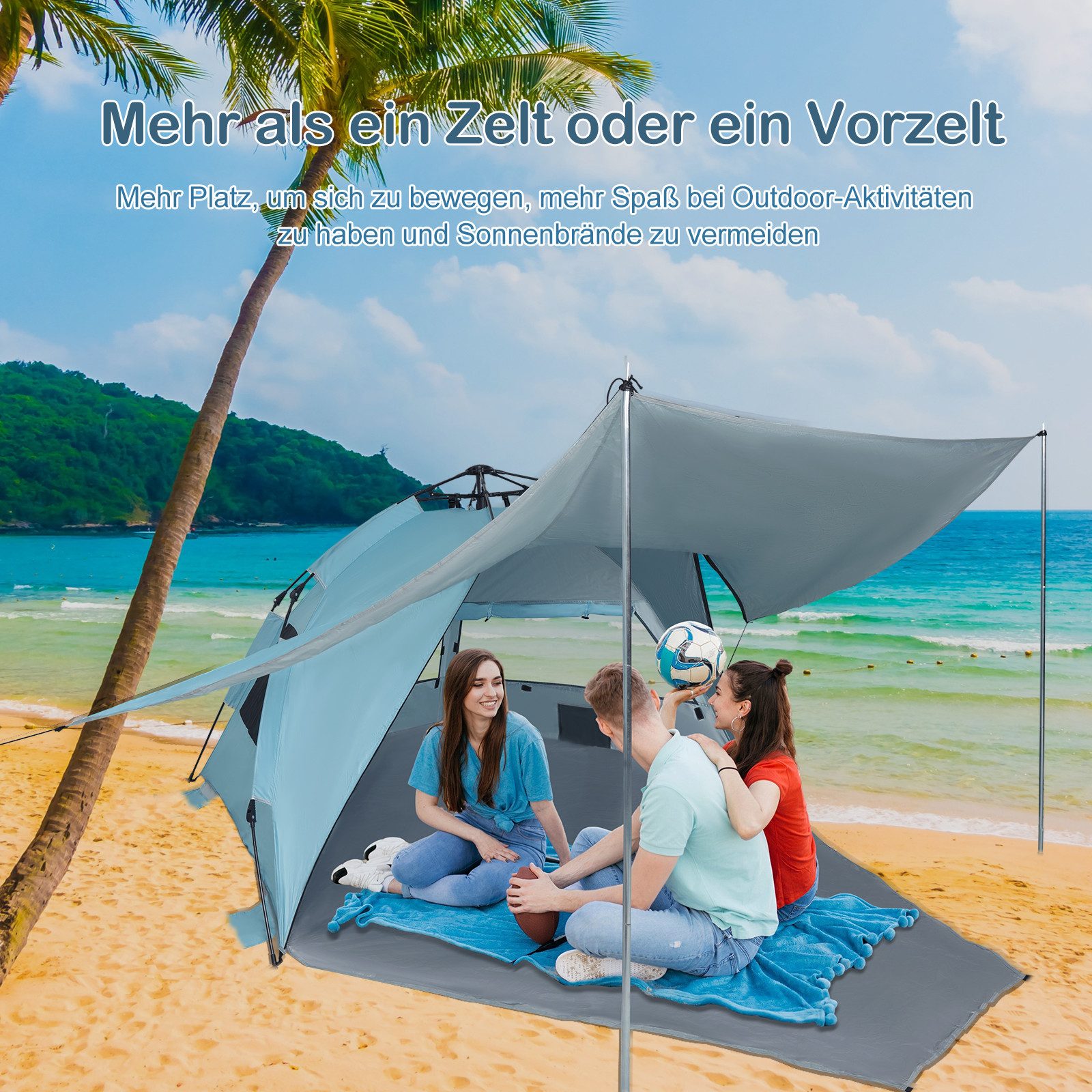 Puluomis Strandmuschel Strandzelt Pop-up-Zelt UV-Schutz 50+, günstig online kaufen