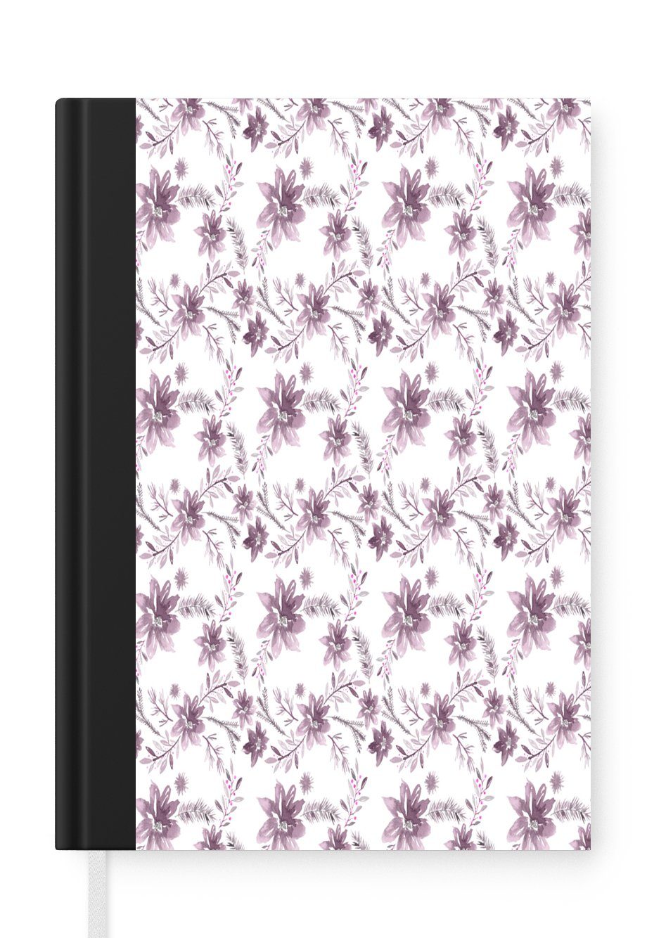 MuchoWow Notizbuch Blumen - Muster - Rosa, Journal, Merkzettel, Tagebuch, Notizheft, A5, 98 Seiten, Haushaltsbuch