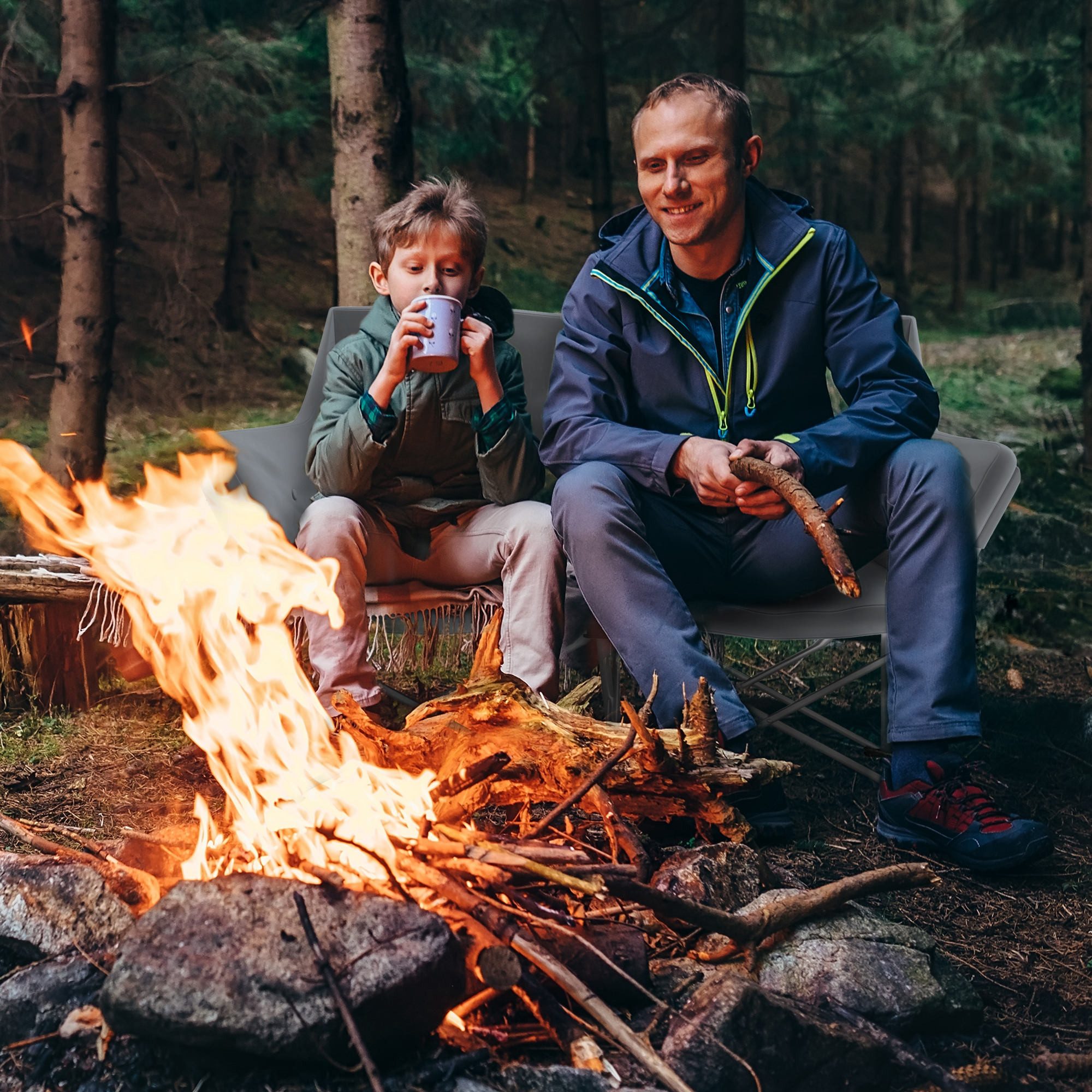 Outsunny Campingstuhl mit Armlehnen, Seitentasche (2 günstig online kaufen