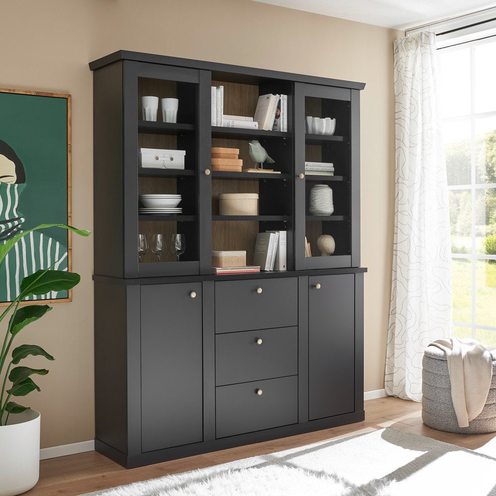 Lomadox Buffet LORETA-61 158 cm breit in schwarz matt