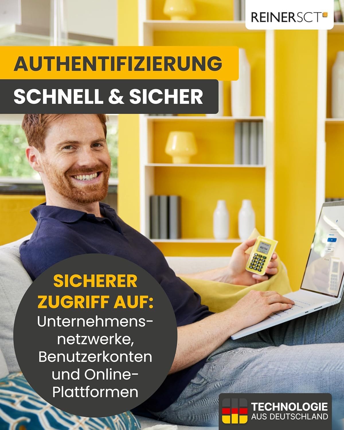 REINER SCT HBCI-Chipkartenleser Authenticator, Sicherer TOTP-Generator für 2FA bei vielen Online-Diensten