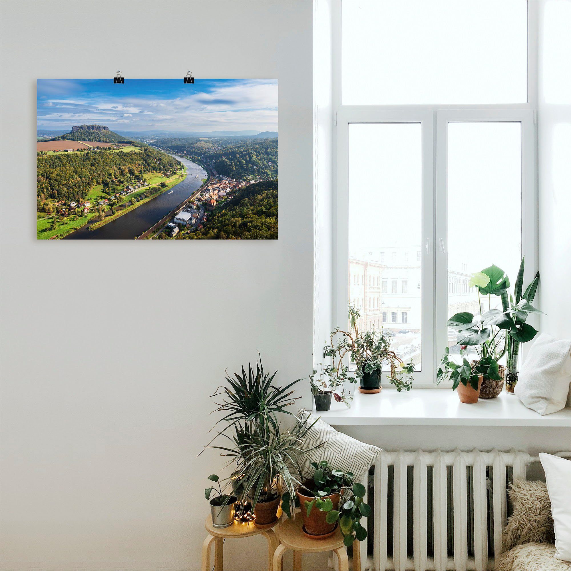 Artland Wandbild Elbe und Sächsische als Alubild, St), Schweiz, (1 & Berge Poster in Alpenbilder Wandaufkleber Größen Leinwandbild, versch. grün oder