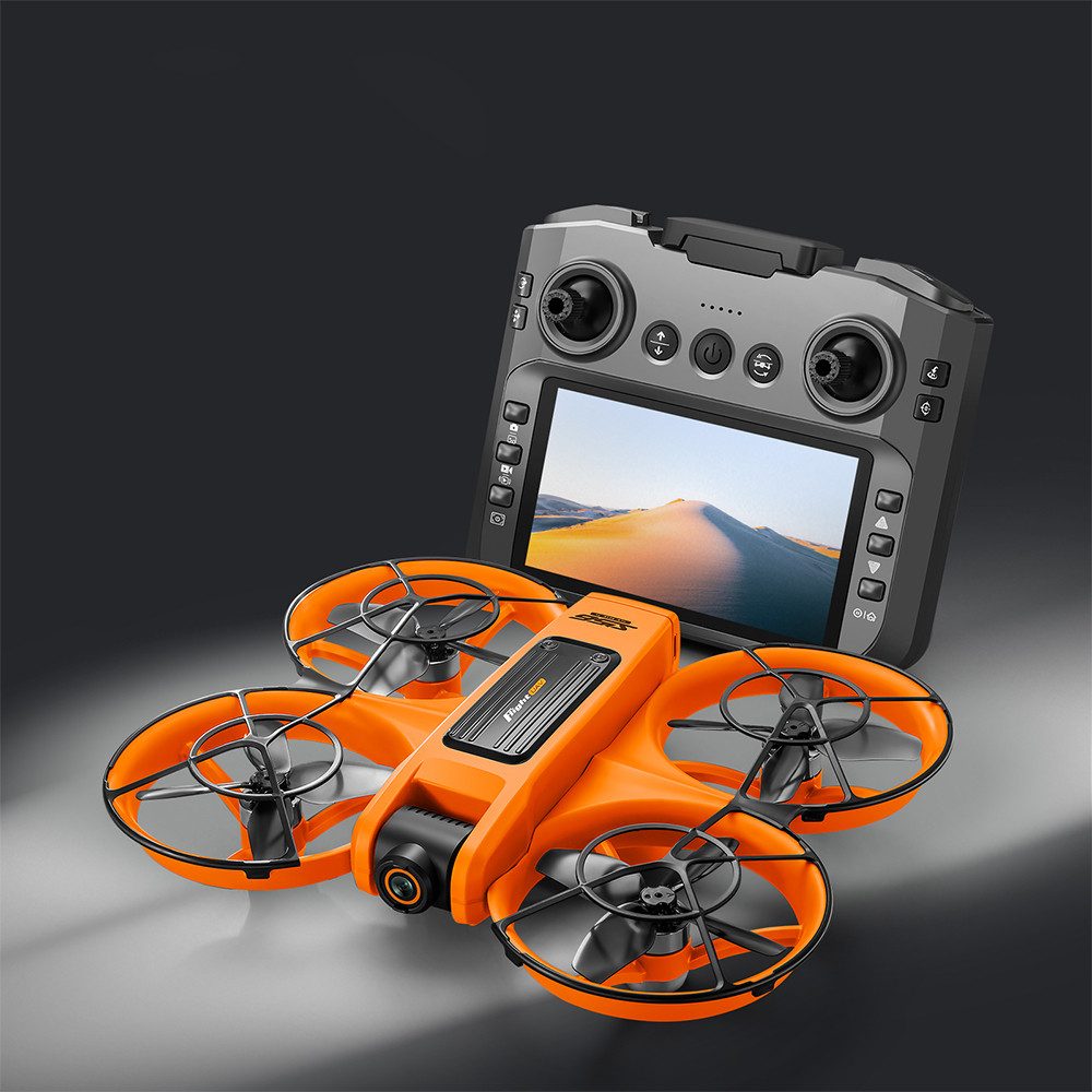 Insma RC Quadcopter mit 4,9" LCD-Fernsteuerung, Dual-HD-Kamera Drohne (480P HD, WLAN-FPV, Hindernisvermeidung, optischem Schwebeflug, LED & 2 Akkus)