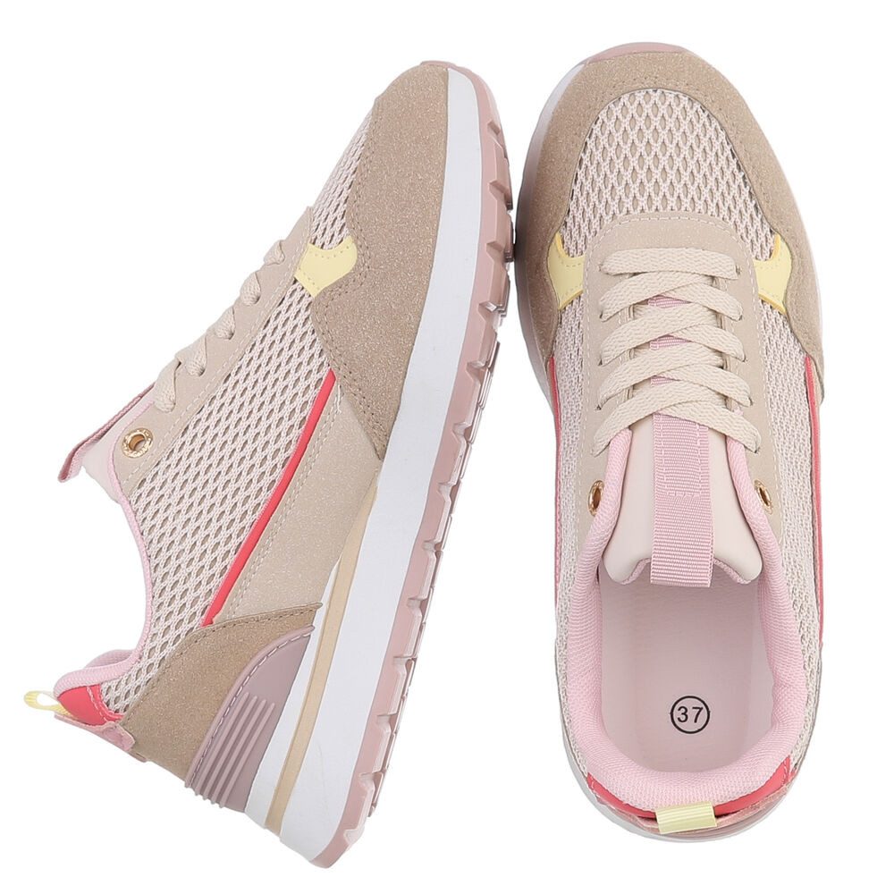 Ital-Design Vielseitige Sneakers für Damen mit atmungsaktivem Mesh-Design Sneaker (91116891) Flach Sneakers Low in Hellbraun