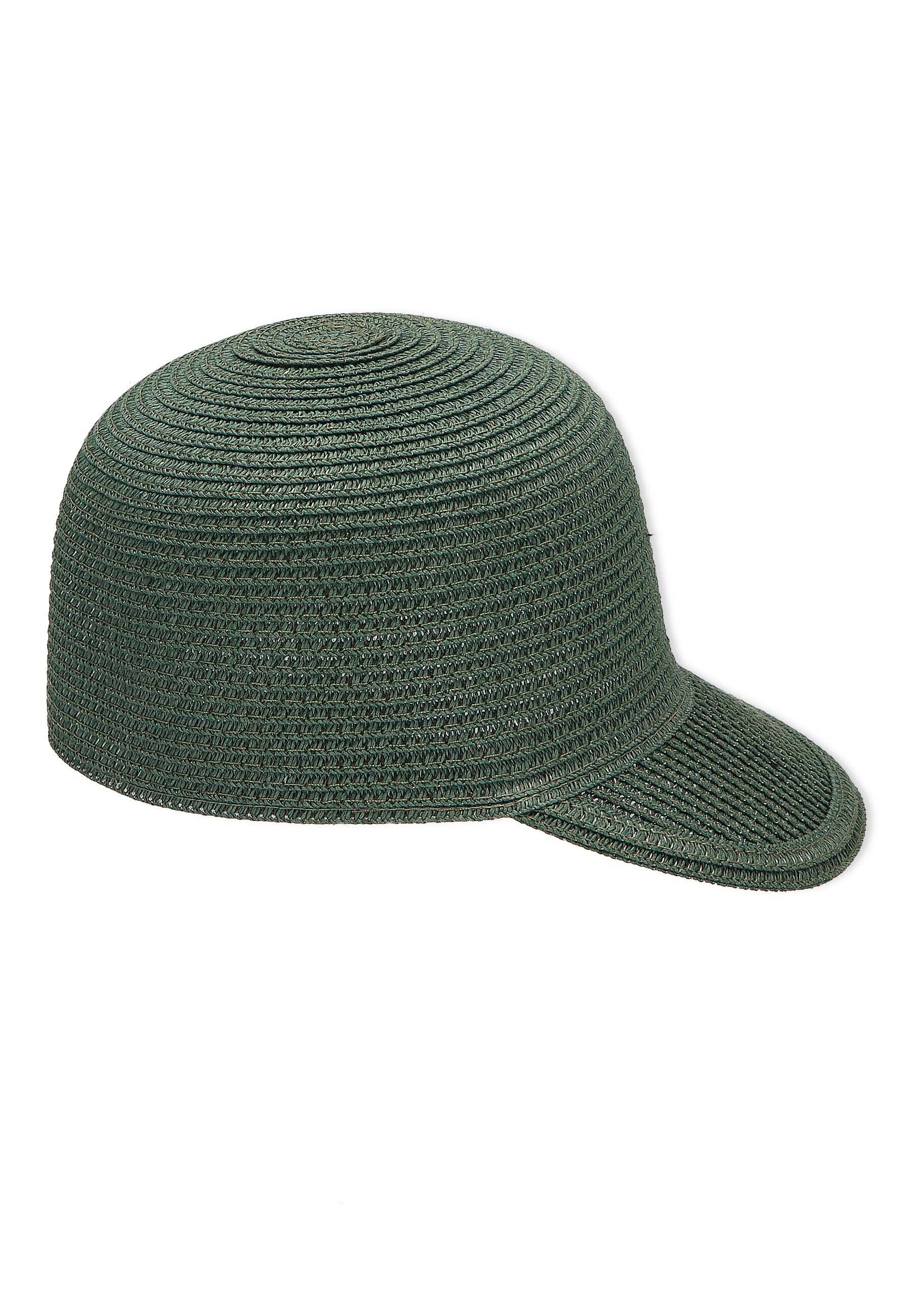 UV-Schutz Größenregulierung mit Stroh Sonnenschutz 50+ Hut dunkelgrün Baseball Cap (1-St., Kinder Stroh aus Cap Grün Sterntaler® Einfarbig) Baseball-Cap für ohne