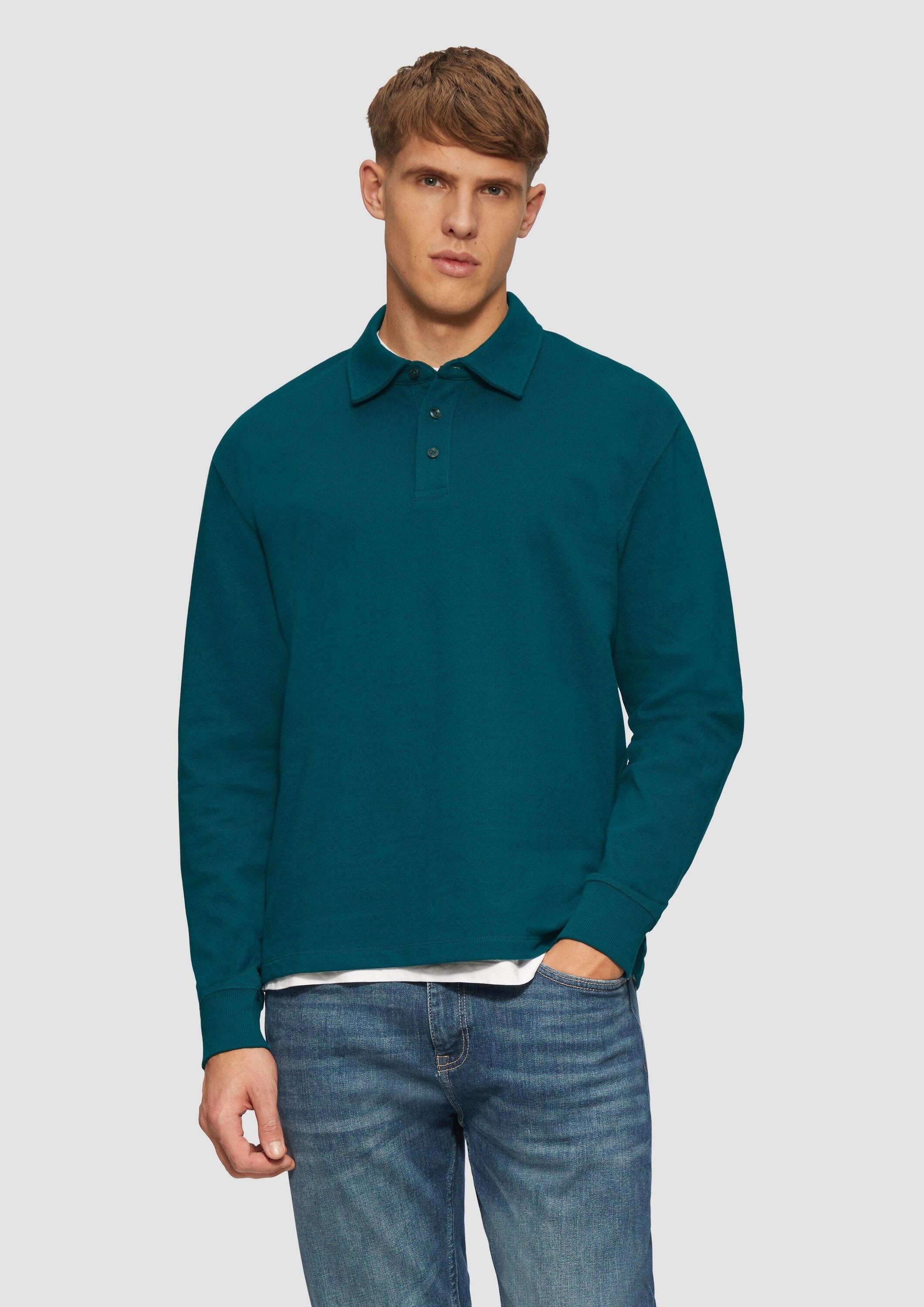 s.Oliver Langarmshirt Polo-Shirt Strukturiertes Langarm-Poloshirt im günstig online kaufen