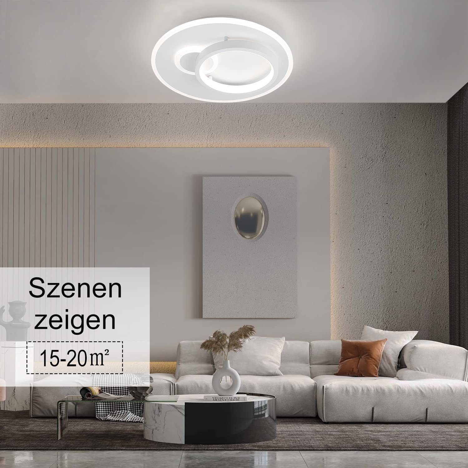 Deckelampe Fernbedienung fest Modern, LED Wohnzimmer für mit Dimmbar 33W Weiß Deckenleuchte Schwarz Esszimmer 3000-6500K, integriert, Nettlife Schlafzimmer LED