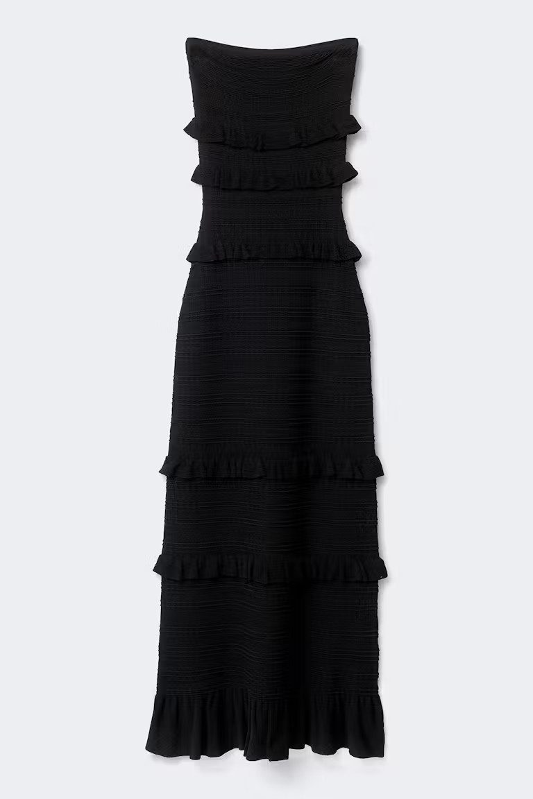 Gina Tricot Partykleid - Gestricktes Damen Schlauchkleid - schwarzes Maxikleid