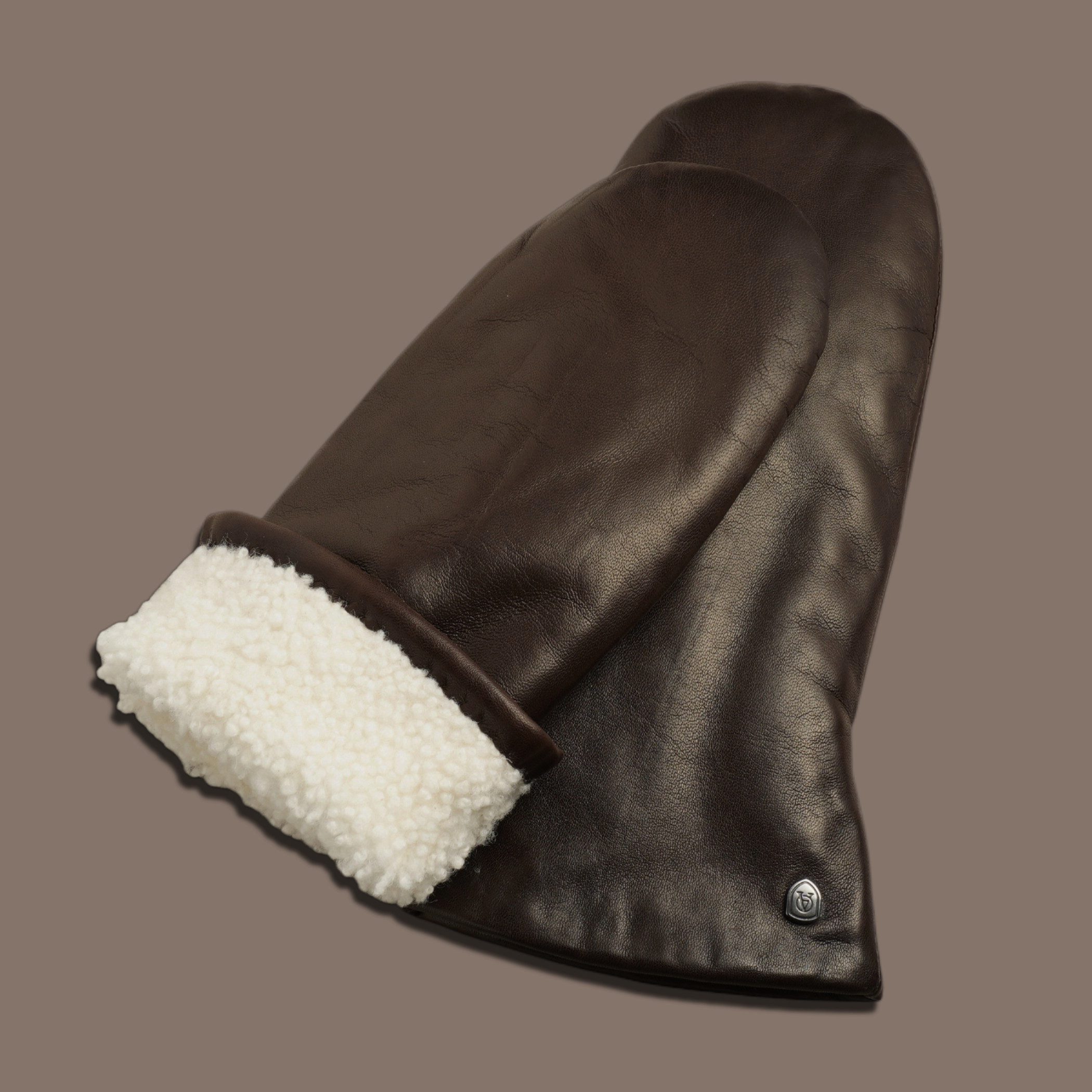 AKAROA Lederhandschuhe Lammfell Fäustlinge SUE, italienisches Leder, Lammfellfutter