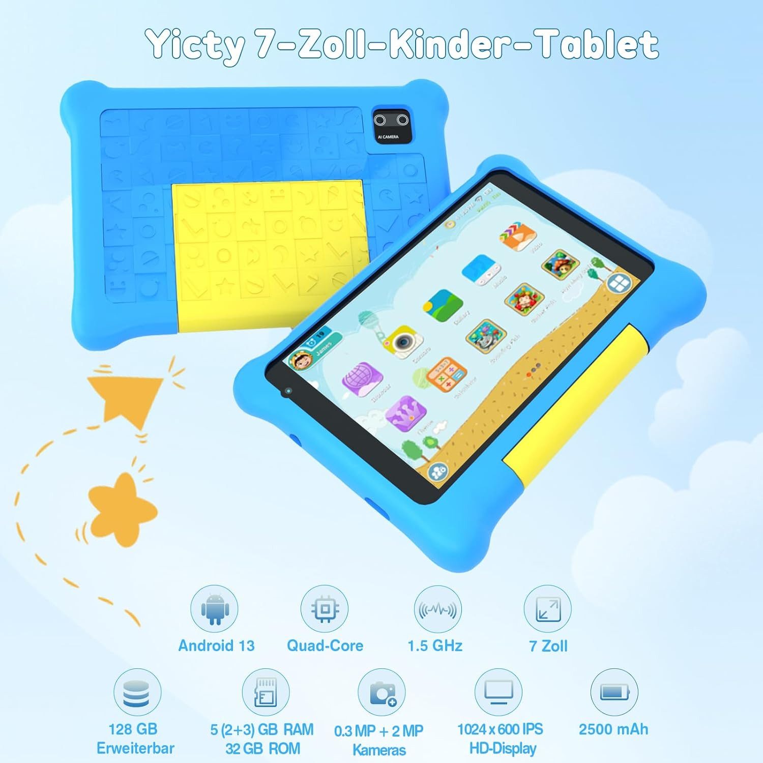 SpionProfi Lerntablet 7 Zoll Kinder Tablet Touchscreen Lernspiele Bluetooth günstig online kaufen