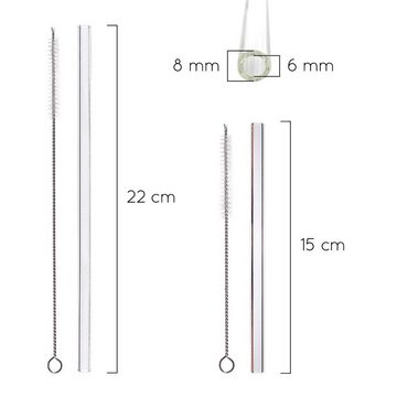 KaraLuna Trinkhalme Strohhalme aus Glas, transparent & gerade Glasstrohhalm, Borosilikatglas, nachhaltige und wiederverwendbare Strohhalme