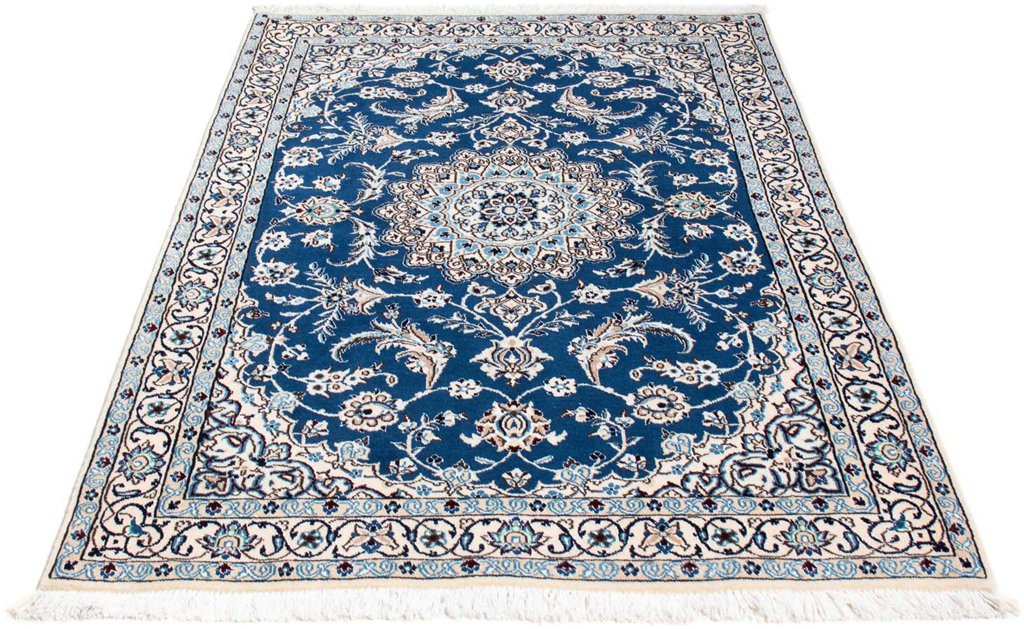 Orientteppich Perser - Nain - Royal - 172 x 115 cm - blau, morgenland, rechteckig, Höhe: 10 mm, Wohnzimmer, Handgeknüpft, Einzelstück mit Zertifikat