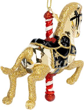 SIKORA Christbaumschmuck BS577 Karussell Pferd Glas Ornament Weihnachtsbaum Anhänger