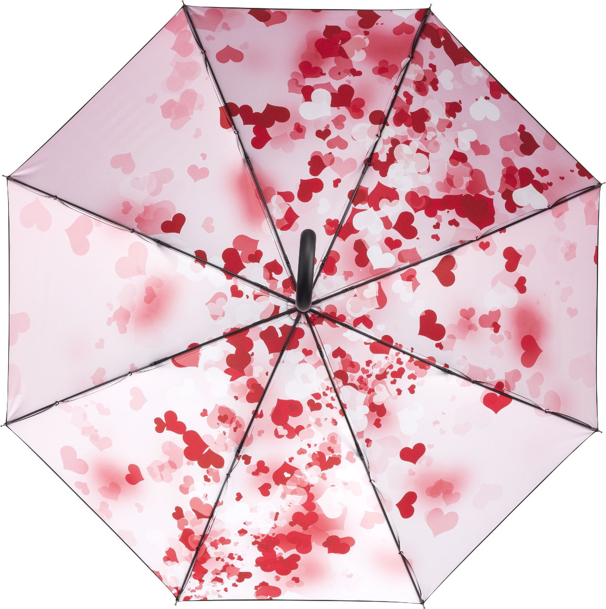 FARE Stockregenschirm, Herzen-Design, Auf-Automatik, Windproof-PLUS, Galvanisiert, Soft-Touch