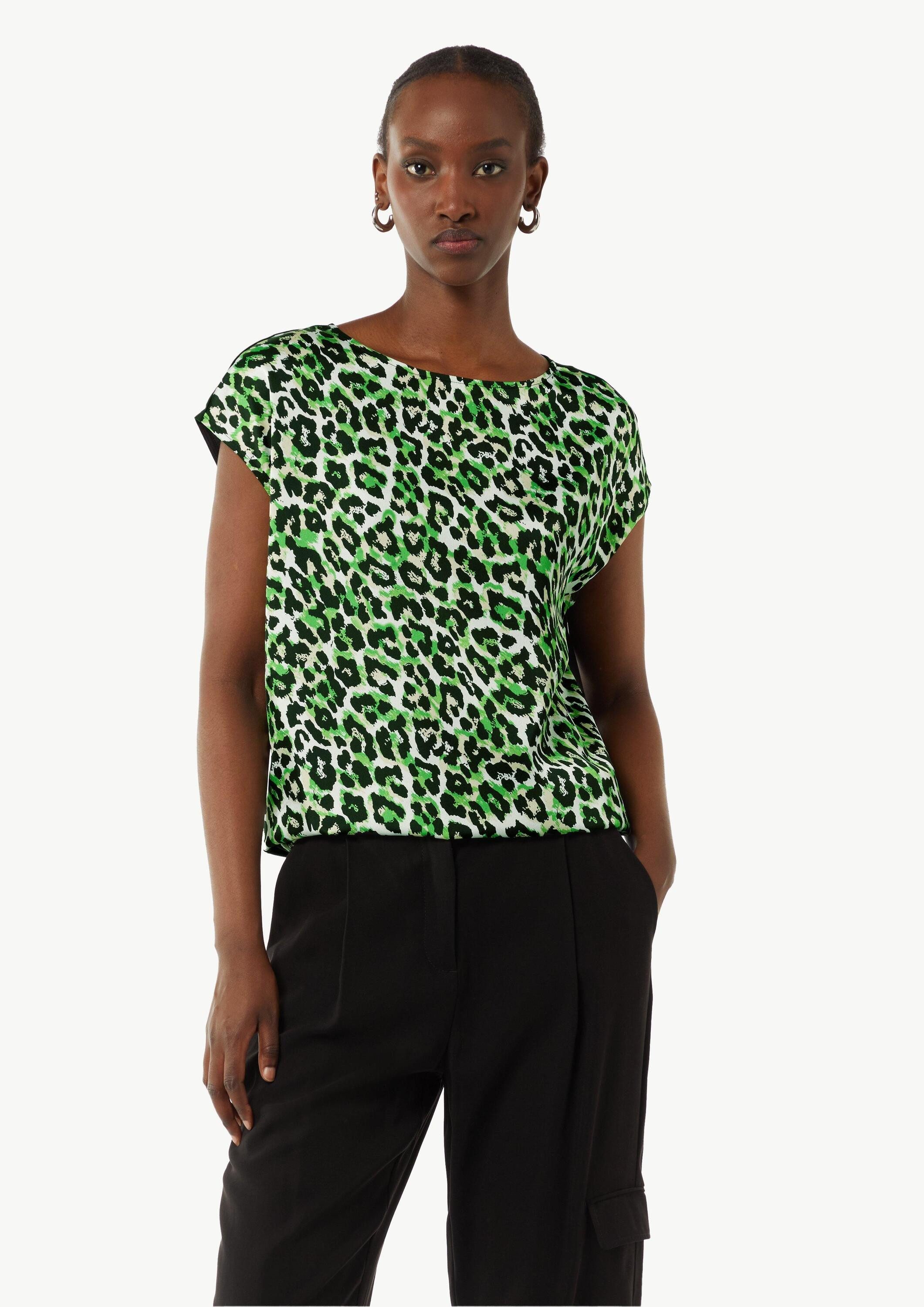 comma Kurzarmshirt T-Shirt Blusenshirt im Fabricmix günstig online kaufen