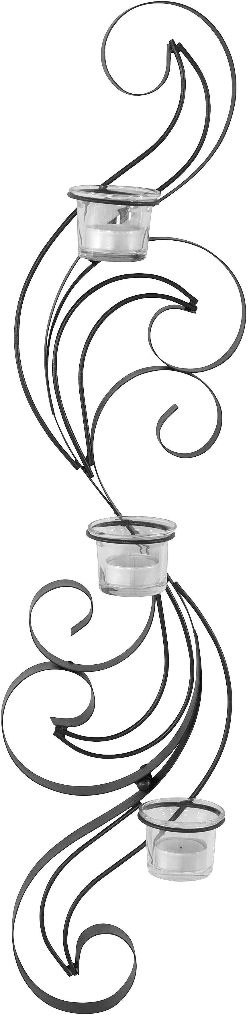 Home affaire Wandkerzenhalter Hana, schwarz, Landhaus, Metall, schwarz günstig online kaufen