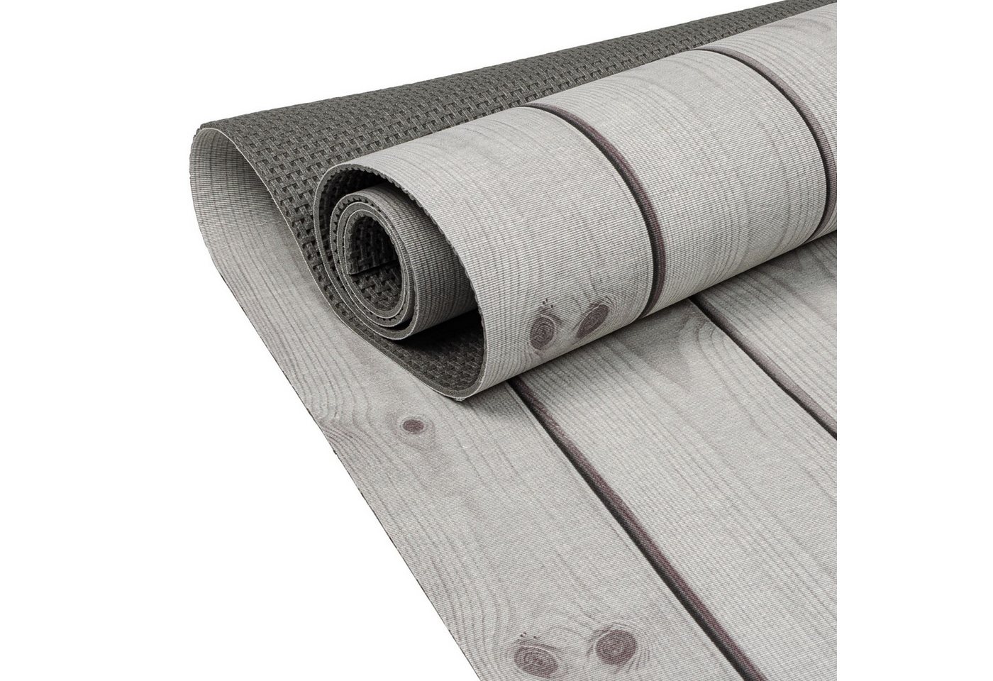 ANRO Küchenläufer RANNA Hochwertig Küchenteppich Teppich Textil, Eckig, Bodenläufer 100x65cm Holz Dielen Grau pflegeleicht