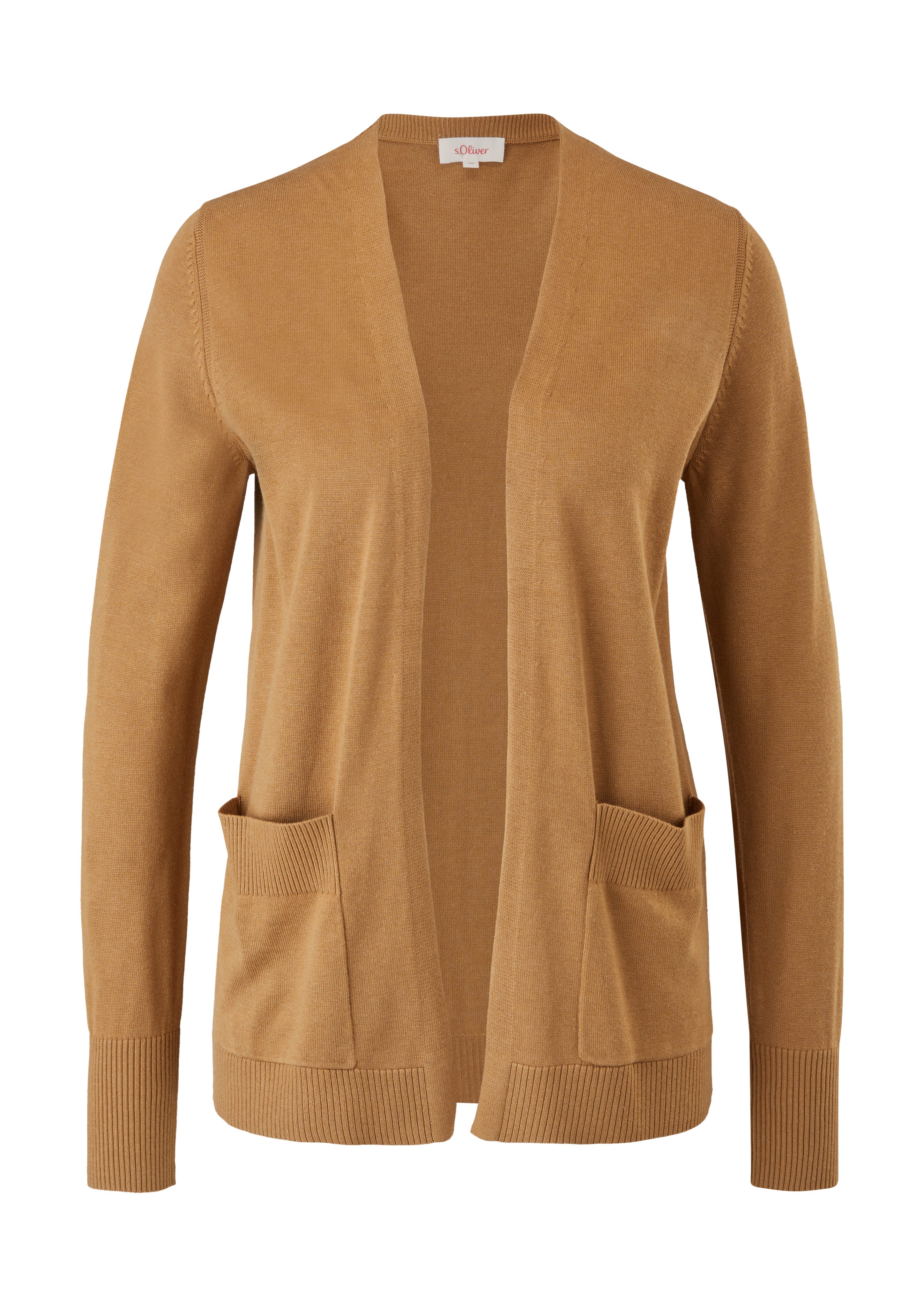 s.Oliver Strickjacke Open Front-Cardigan Strick caramel aus