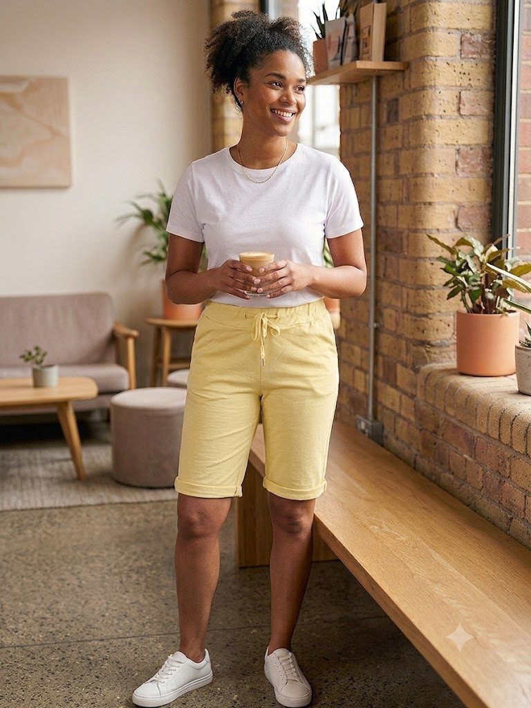 simaranda Bermudas Damen Sweat Bermuda 27 34-38 Gelb