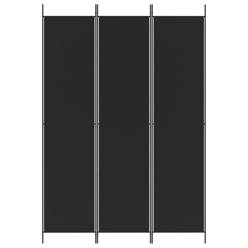 furnicato Raumteiler Paravent 150x220 cm Schwarz Stoff mit 3 Paneelen, 1-tlg., Klappbare Sichtschutzwand, atmungsaktiv und für das Schlafzimmer