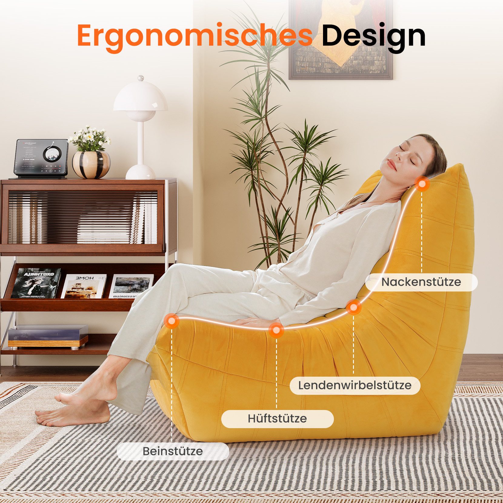OUNUO Sofa Lounge-Sofa mit Memory-Schaum für kleine Räume