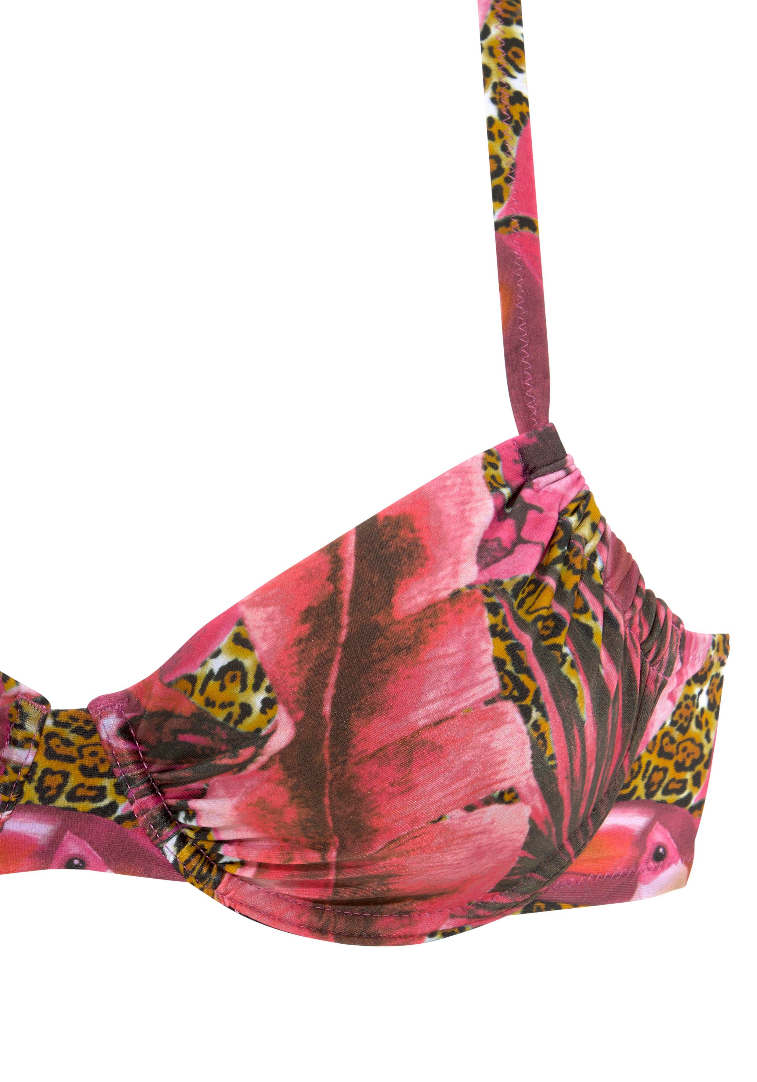 geschnittener höher pink-bedruckt Bügel-Bikini Hose LASCANA mit