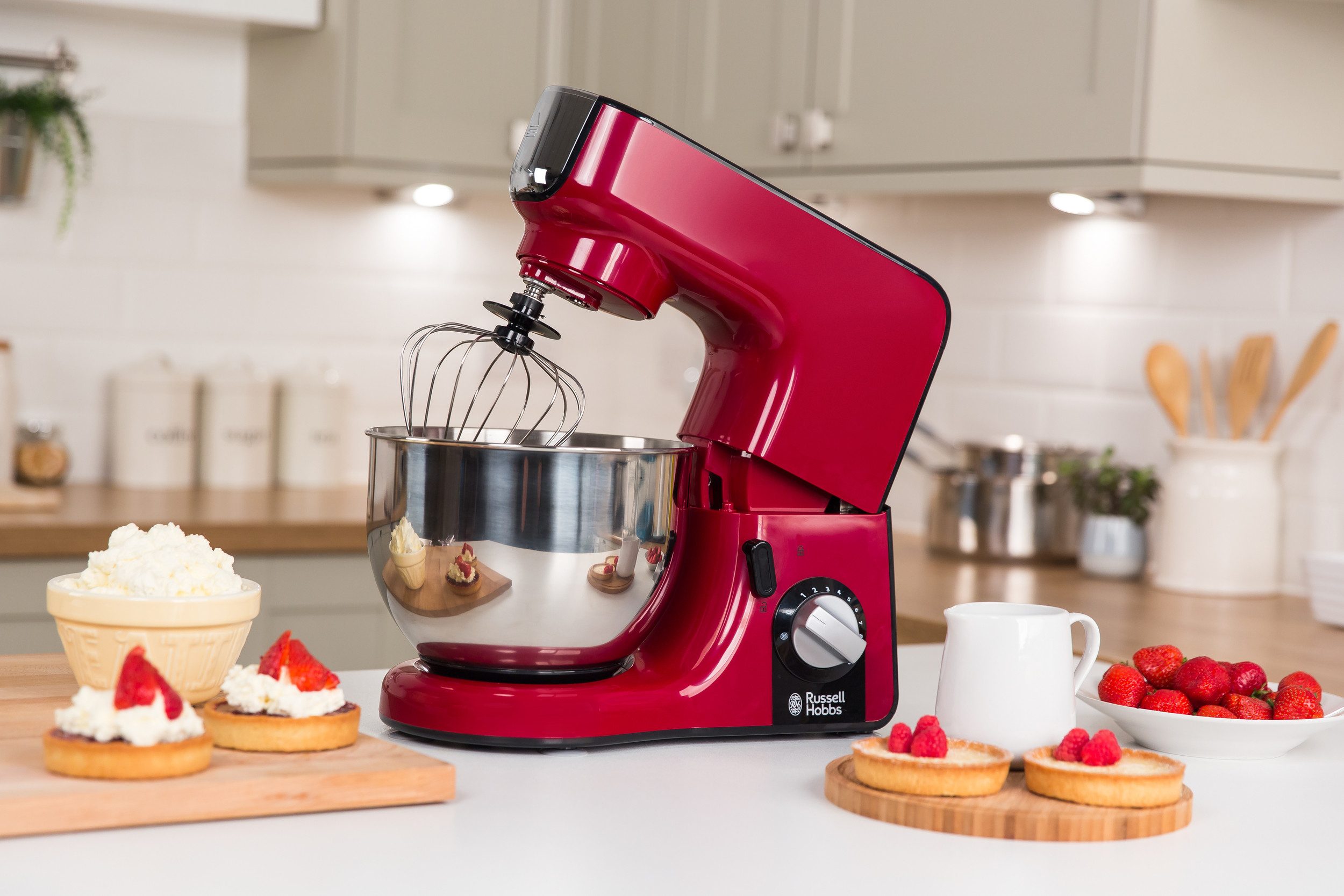 RUSSELL HOBBS Küchenmaschine 23480-56 Multi Desire Rot, 1000 W, 5 l Schüssel, Knetmaschine, Standmixer/Zerkleinerer, 3 Rührwerkzeuge