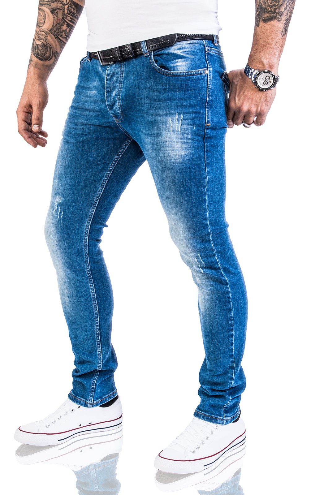 Light Slim Herren Blue Fit Slim-fit-Jeans Jeans M21 Creek Blau Rock