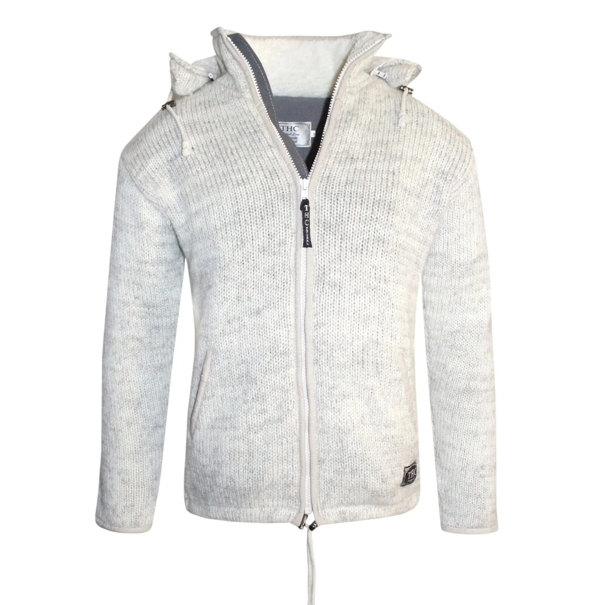 THC Natural Line Strickjacke THC Strickjacke 623 weiß (1 Stück, 1-tlg., 1 Stück) Strickjacke mit abnehmbarer Kapuze